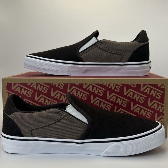 VANS Asher Deluxe Slip-on Shoes Men’s 9 Cozy Knit Coffee Skater Comfort Sneakers - Picture 2 of 7
